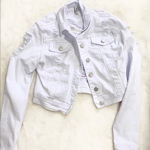 White Ripped Denim Jacket